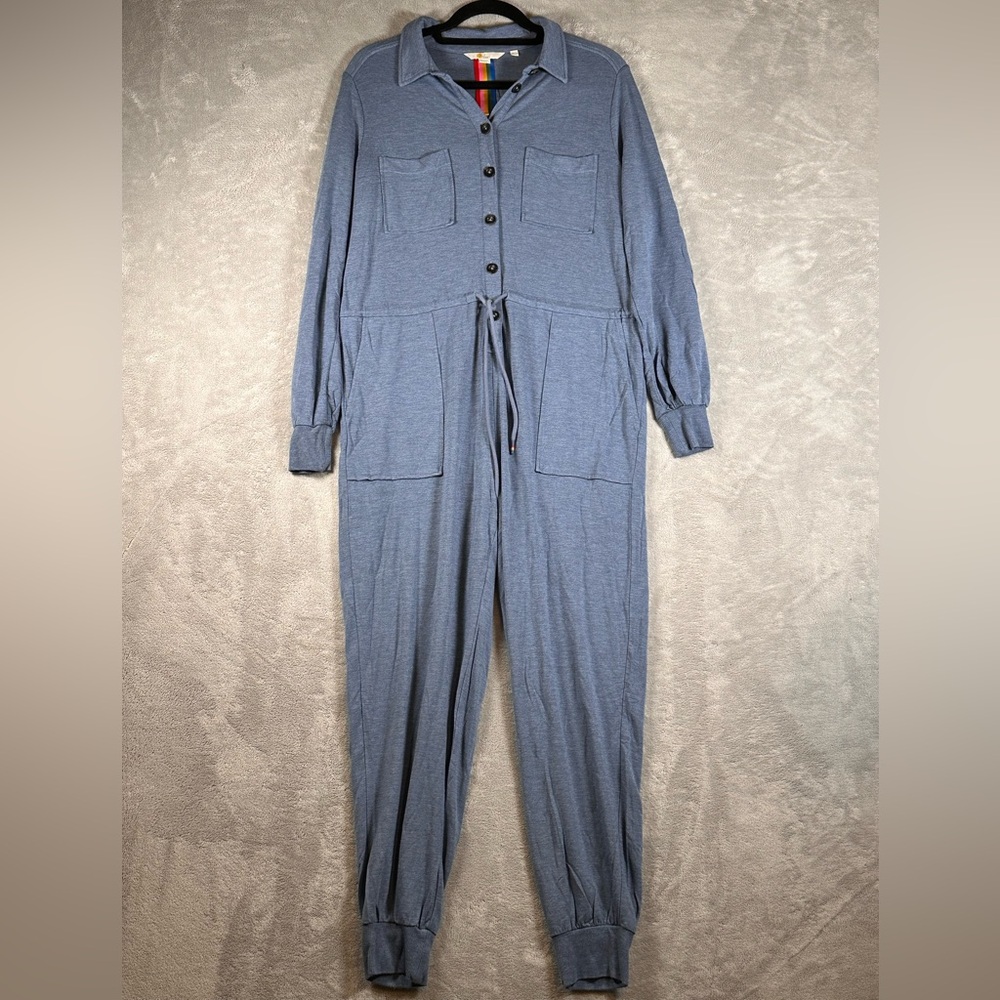 Boden Jersey Knit Utility Jumpsuit in Denim Blue Size 10